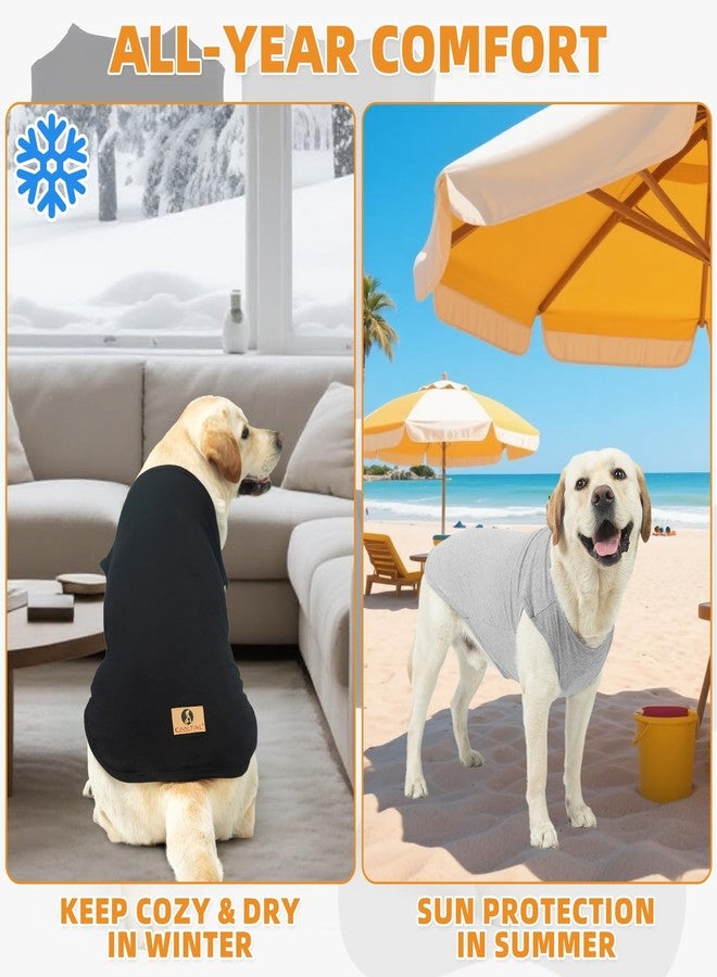 كولتيل ملابس كلاب كولتيل للأولاد، مناسبة للكلاب الكبيرة، عبوة من قطعتين، تيشيرتات قطنية دافئة للكلاب في فصلي الخريف والشتاء، مناسبة للأنشطة الخارجية، توفر حماية من الأشعة فوق البنفسجية والحشرات، ومضادة لتساقط الشعر، خفيفة الوزن، متوفرة باللونين الأسود والرمادي، مقاس 3XL. - Image 4